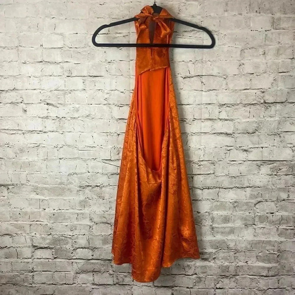 Lucy In The Sky Mock Neck Jacquard Shift Dress Rust Orange Medium Halter Med M - Picture 11 of 11